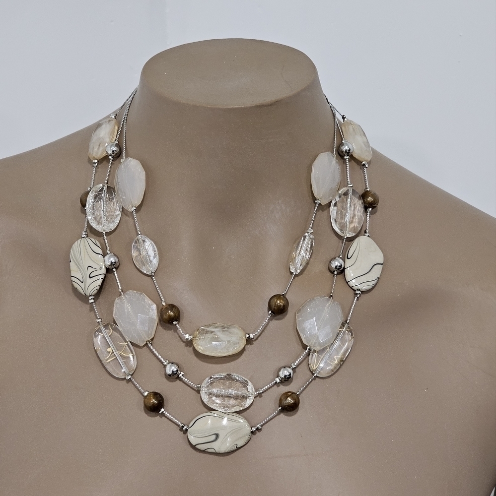 N.Y. NECKLACE STONE SINTETIC WHITE AND BROWN COLOR